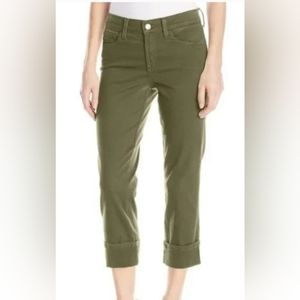 NYDJ Dayla Wide Cuff Capri Jeans Fatigue Green